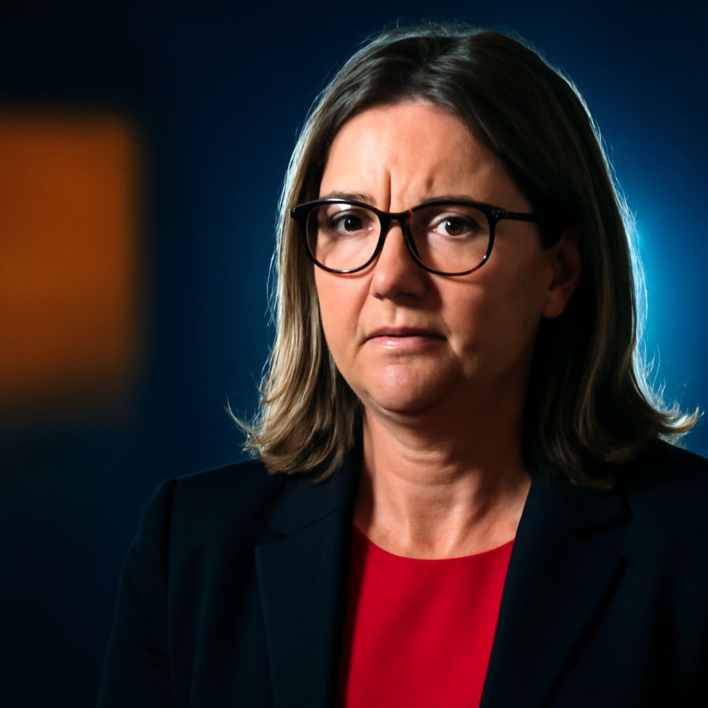 AI-generated editorial illustration for: Jacinta Allan says she won't step aside as future hangs in the balance