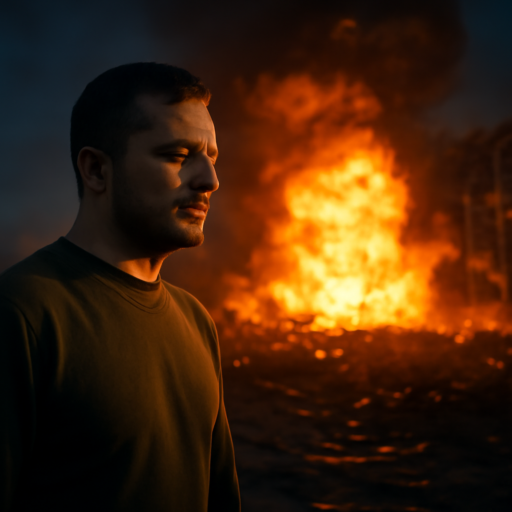 AI-generated editorial illustration for: Explosions reported in Kyiv after Zelenskyy warns of Russian strikes