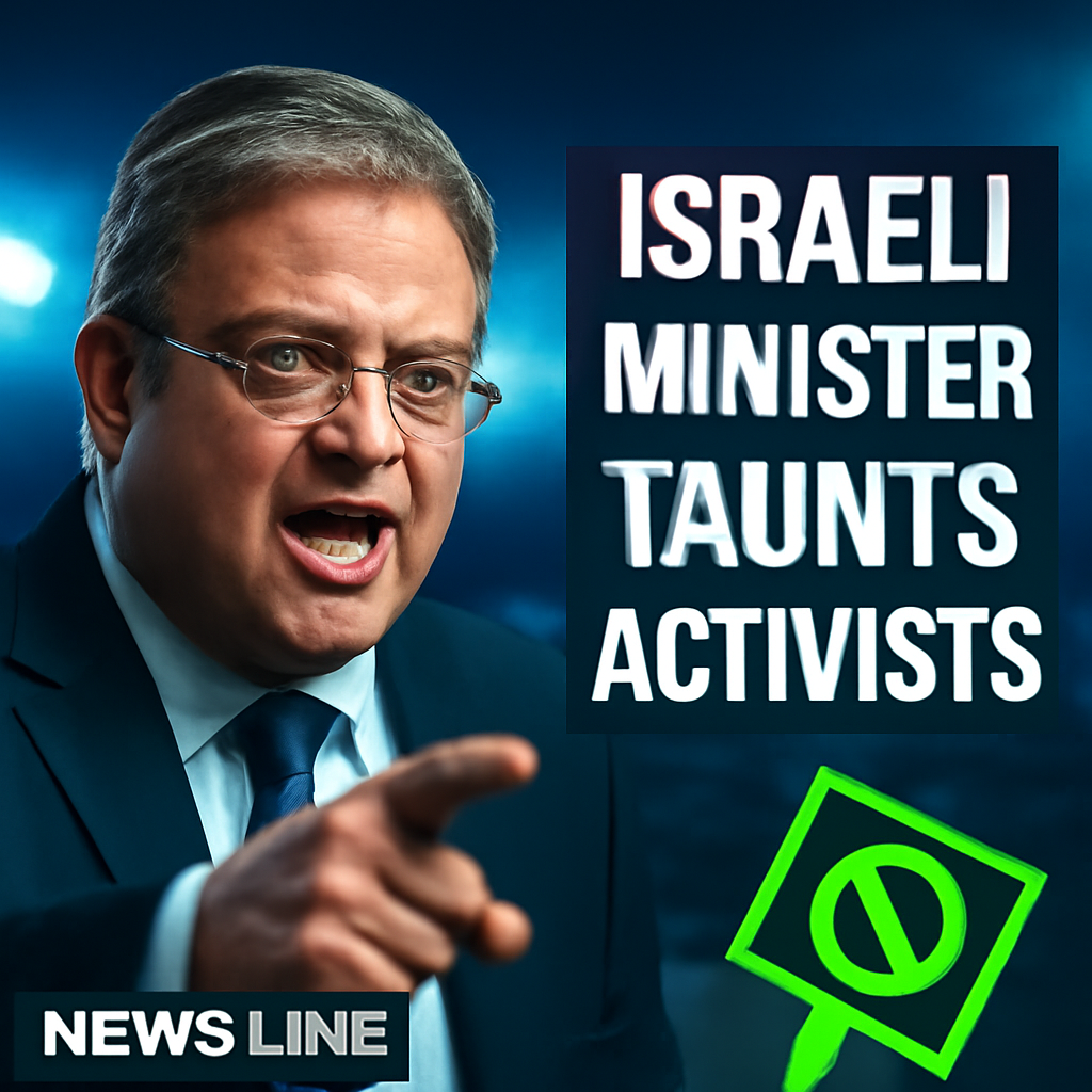 AI-generated editorial illustration for: Israeli minister taunts detained activists from Global Sumud Flotilla in video