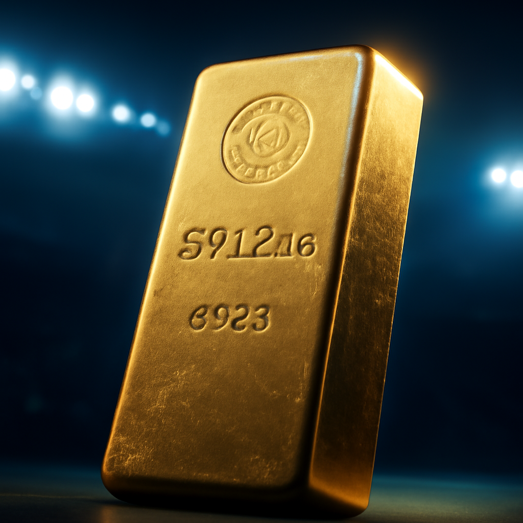 AI-generated editorial illustration for: Giant gold bar made in WA sets world record