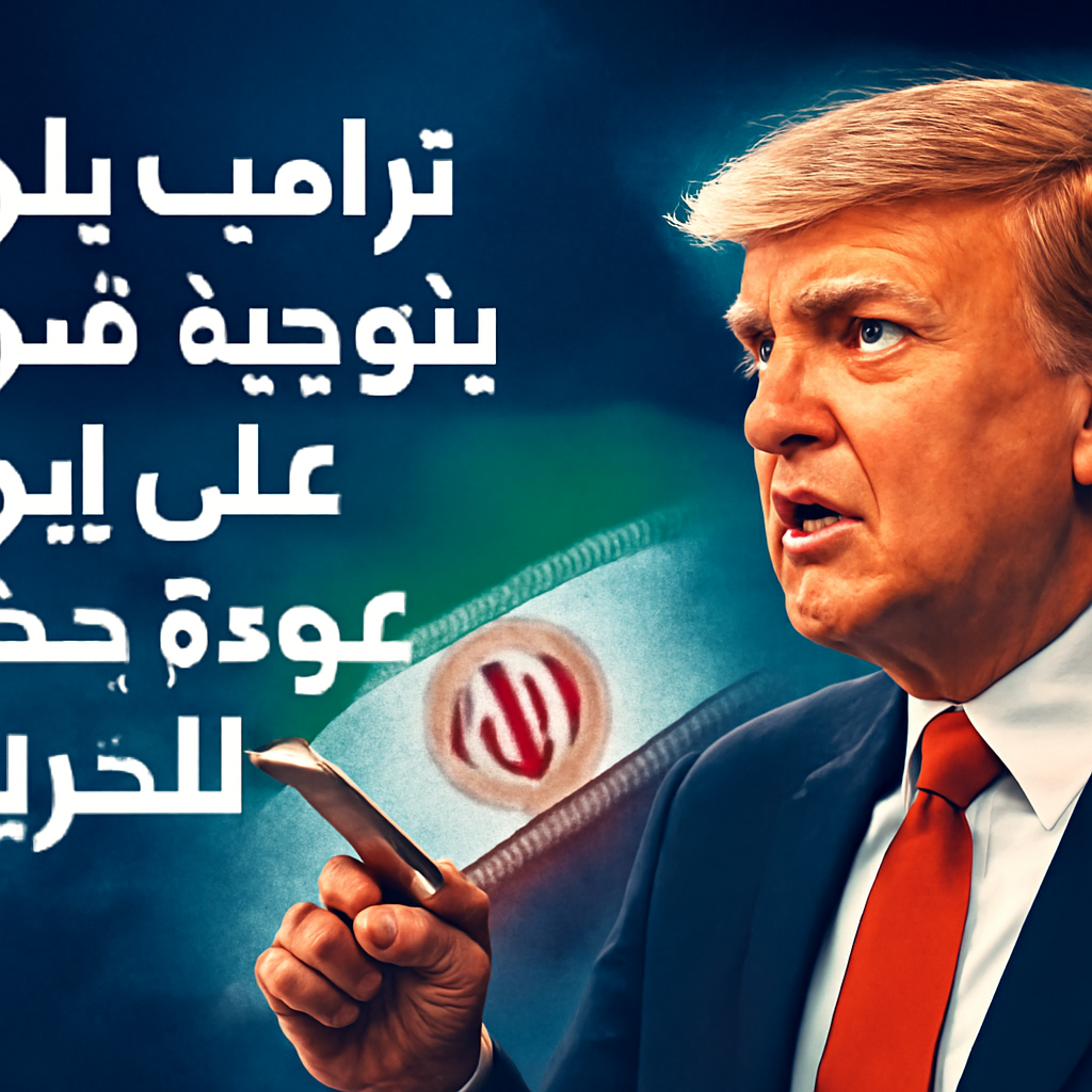 AI-generated editorial illustration for: ترامب يلوح بتوجيه ضربة جديدة على إيران.. عودة جدية للحرب؟