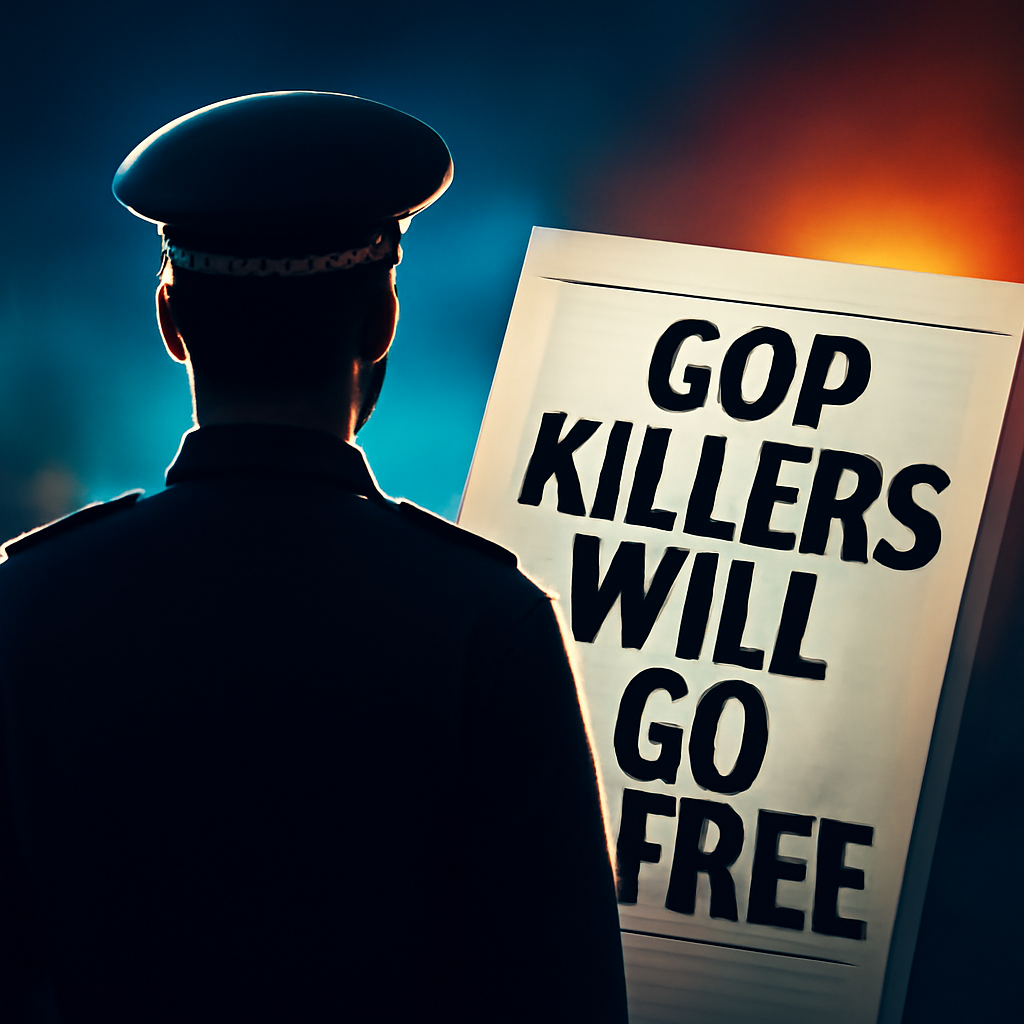 AI-generated editorial illustration for: UK papers: 'Cop killers will go free' and 'Farage's sinking ship'