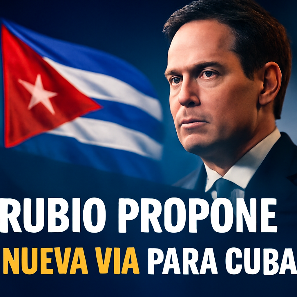 AI-generated editorial illustration for: Marco Rubio ofrece una “nueva vía” para Cuba con elecciones libres y sin el poder de las Fuerzas Armadas