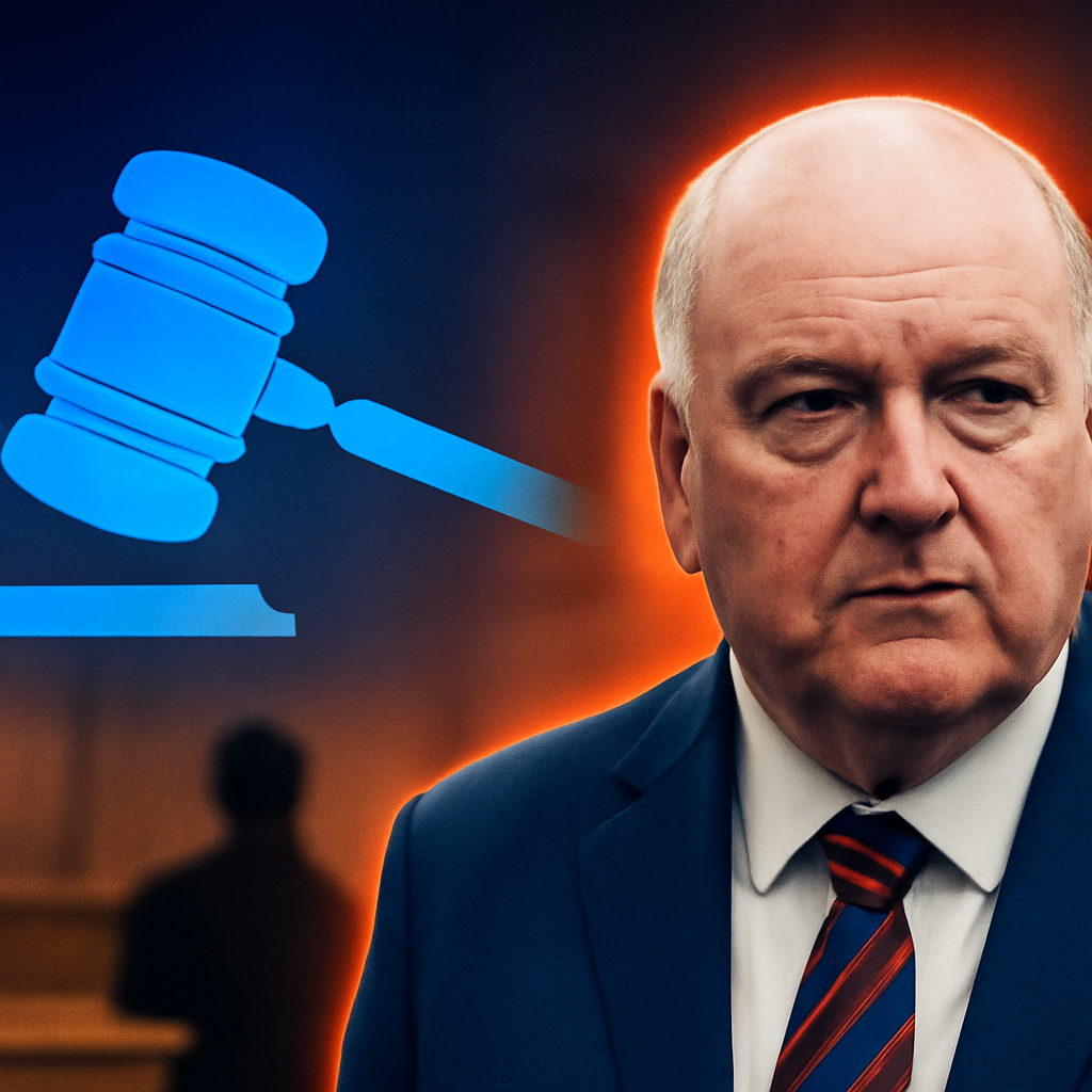 AI-generated editorial illustration for: Alan Jones trial live updates: former radio broadcaster in Sydney court for day three of indecent assault case – latest news