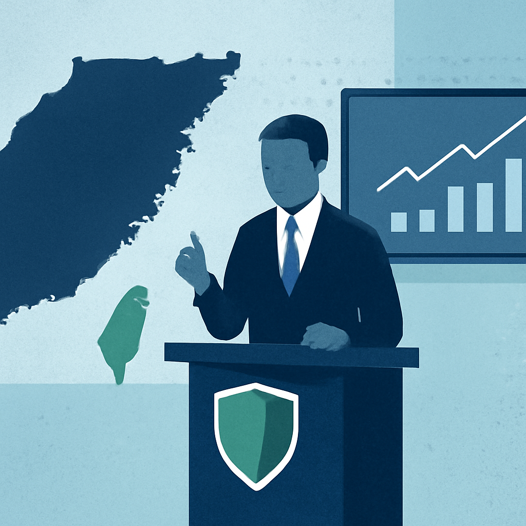 AI-generated editorial illustration for: Taiwan's Lai rejects China pressure, pledges stronger defense
