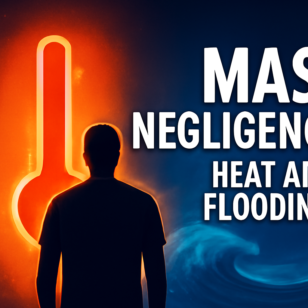 AI-generated editorial illustration for: 'Mass negligence' not to prepare for more deadly heat and flooding