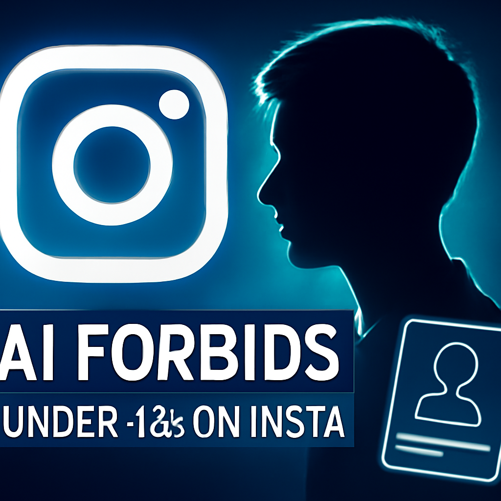 AI-generated editorial illustration for: Meta's pre-teen profile on Insta: How an AI will scan images of birthday cakes and bone structure to remove users under 13 years of age