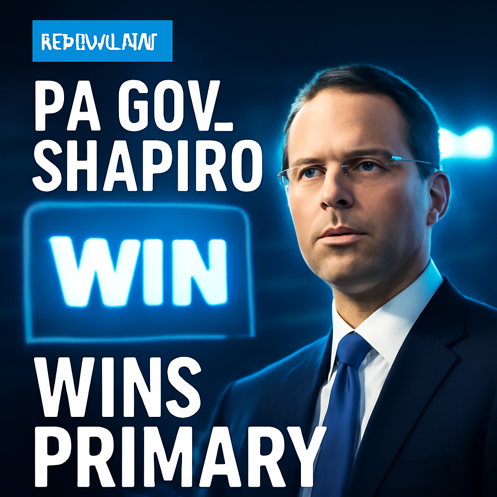 AI-generated editorial illustration for: Pennsylvania's Democratic Gov. Shapiro wins his primary, as do his endorsed candidates