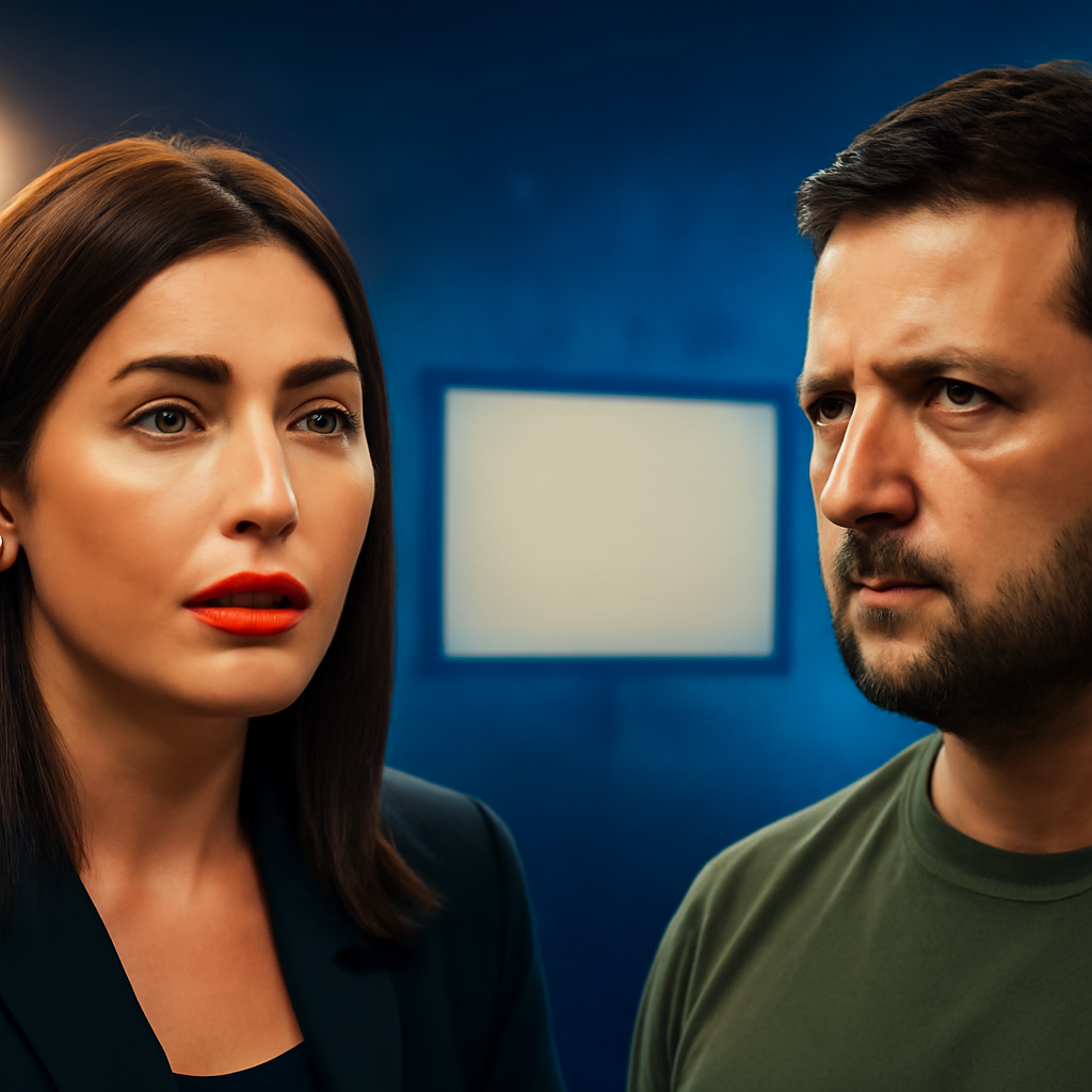AI-generated editorial illustration for: Laura Loomer meets with Ukraine's Zelenskyy after her major reversal on the war