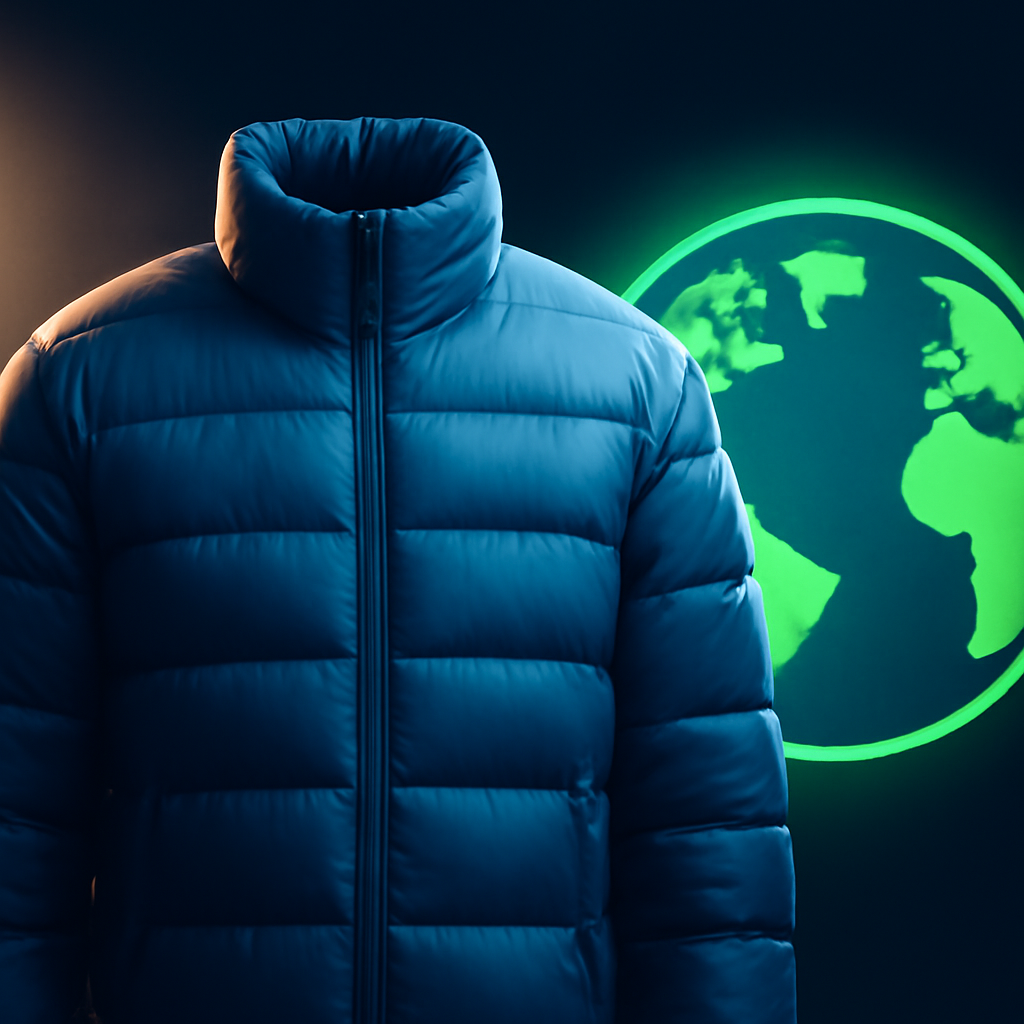 AI-generated editorial illustration for: Lofty ambitions: can puffer jackets be made more sustainable?