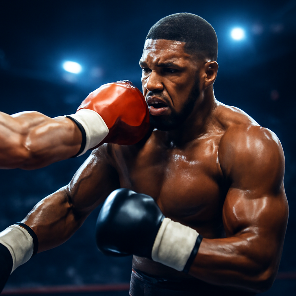 AI-generated editorial illustration for: Joshua knocked down twice in dramatic win