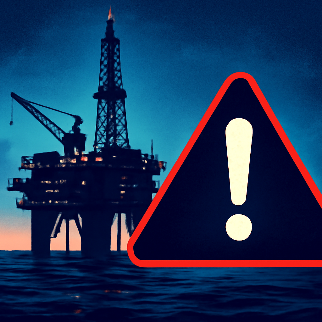 AI-generated editorial illustration for: Idle, aging oil platform raises alarm for Dongara's fishers